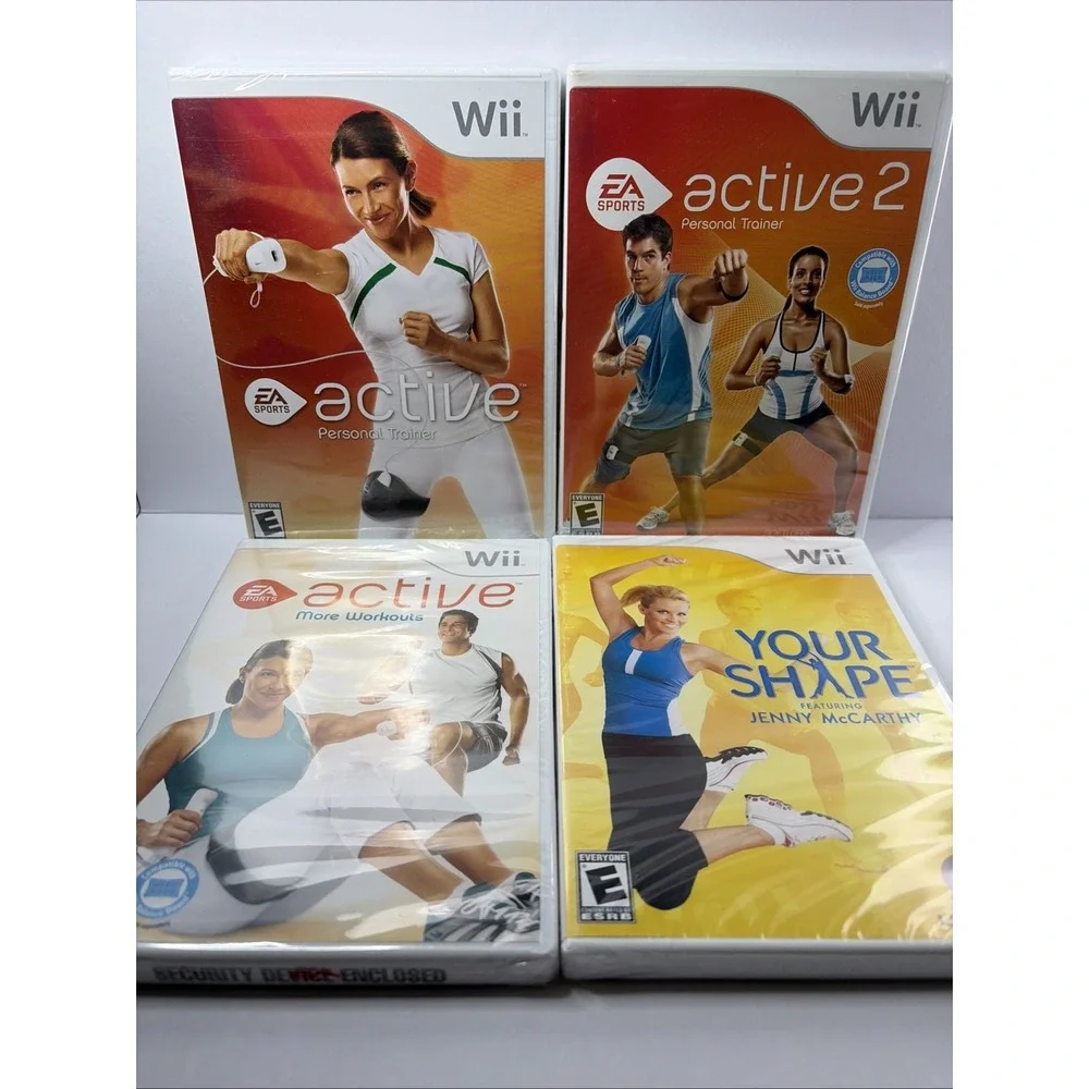 Nintendo Wii fitness Bun- Active, 2, Active More Workouts & Your Shape (4 Games)